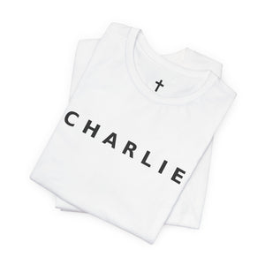 CHARLIE * FREEDOM *  Tee with American Flag Patriotic Short Sleeve Shirt for Men and Women